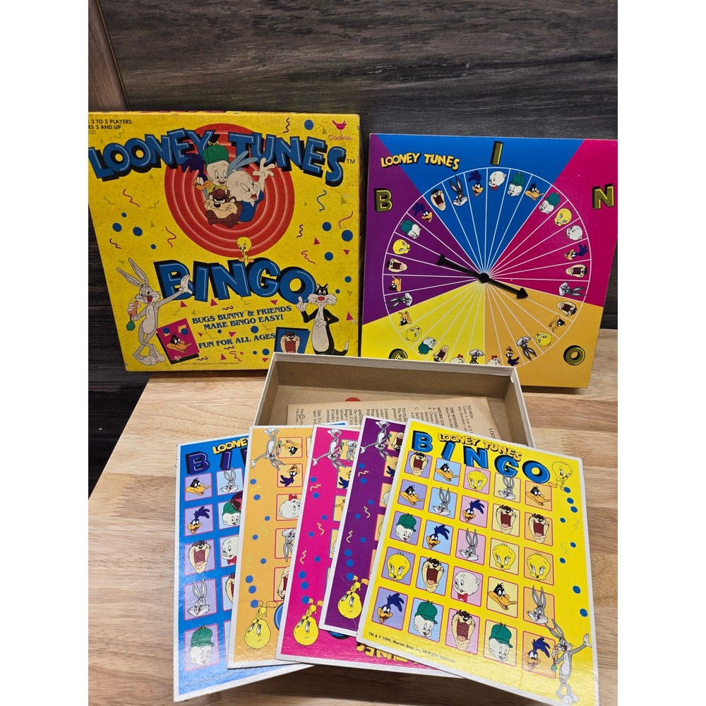 Vintage 1990 Looney Tunes Bingo Game Cardinal Bugs Bunny Warner Bros Retro Toy